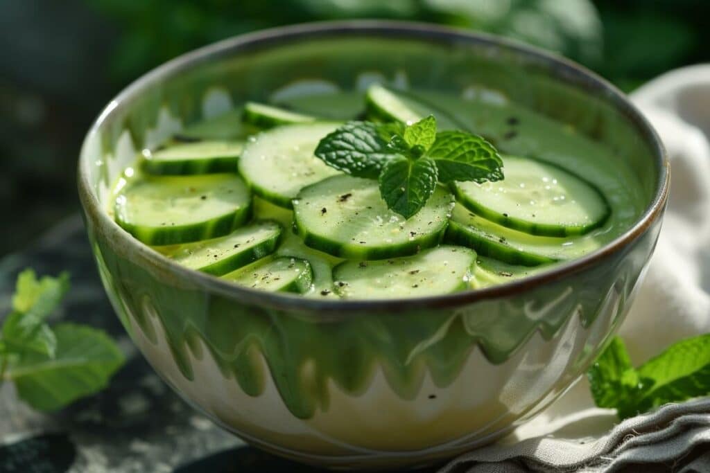 Soupe froide concombre et avocat à la menthe : saveurs fraîches en explosion