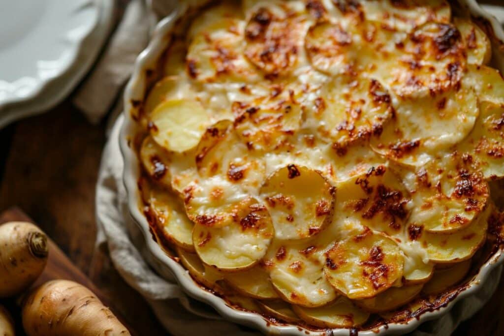 Gratin de panais et pommes de terre au comté : recette savoureuse pour les gourmets