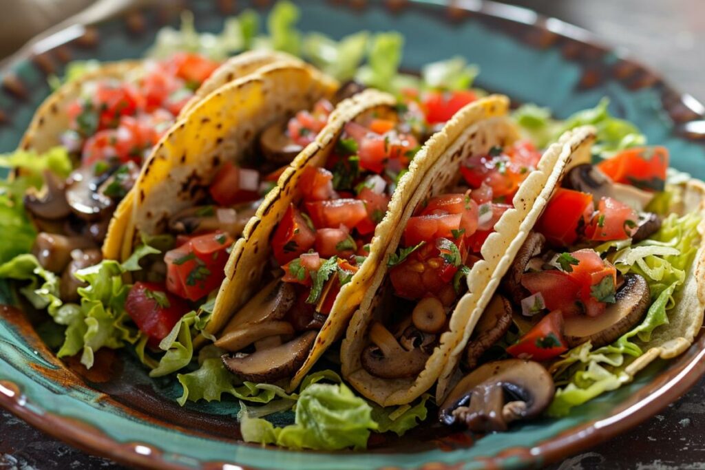 Tacos végétariens avec émincé de champignons et salsa - Recette et livraison