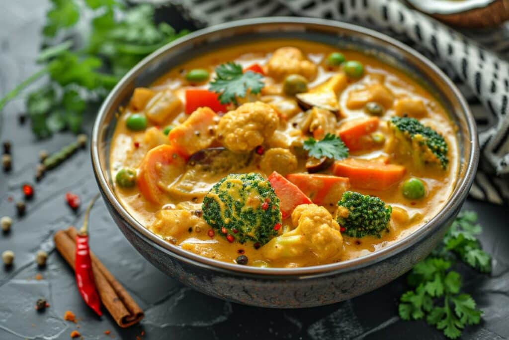 Curry de légumes au lait de coco : recette végétarienne facile