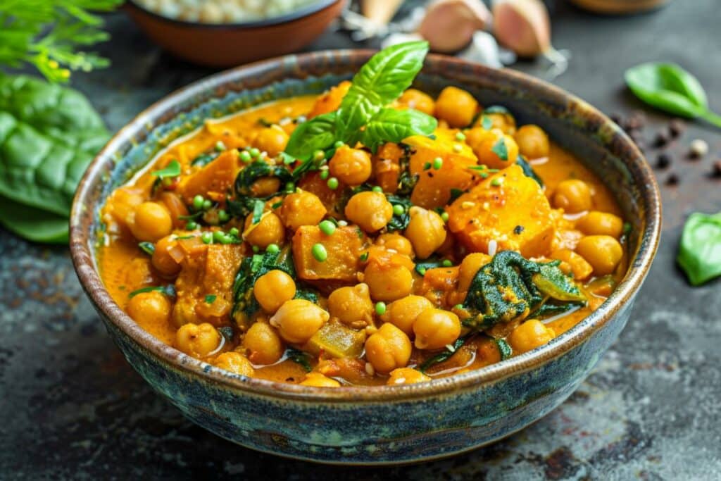 Curry léger de pois chiches et épinards : Recette végétarienne facile et rapide