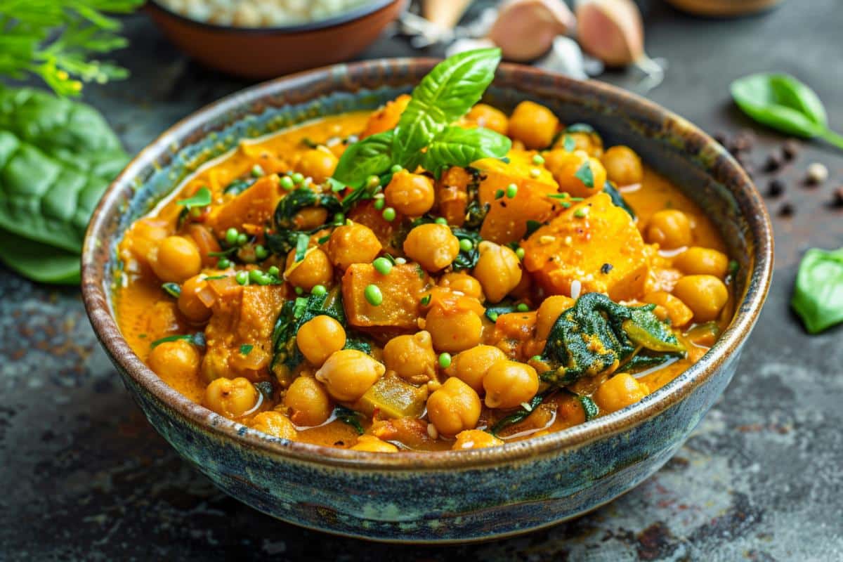 Curry léger de pois chiches et épinards : Recette végétarienne facile et rapide