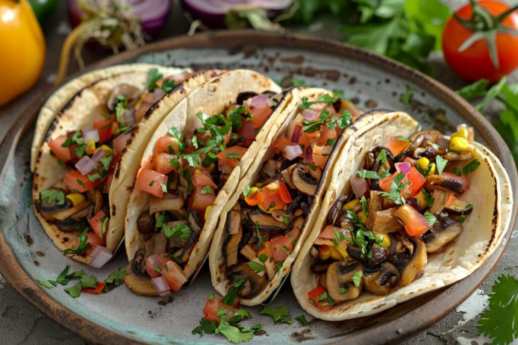 Tacos végétaliens aux champignons sauvages : recette facile et délicieuse