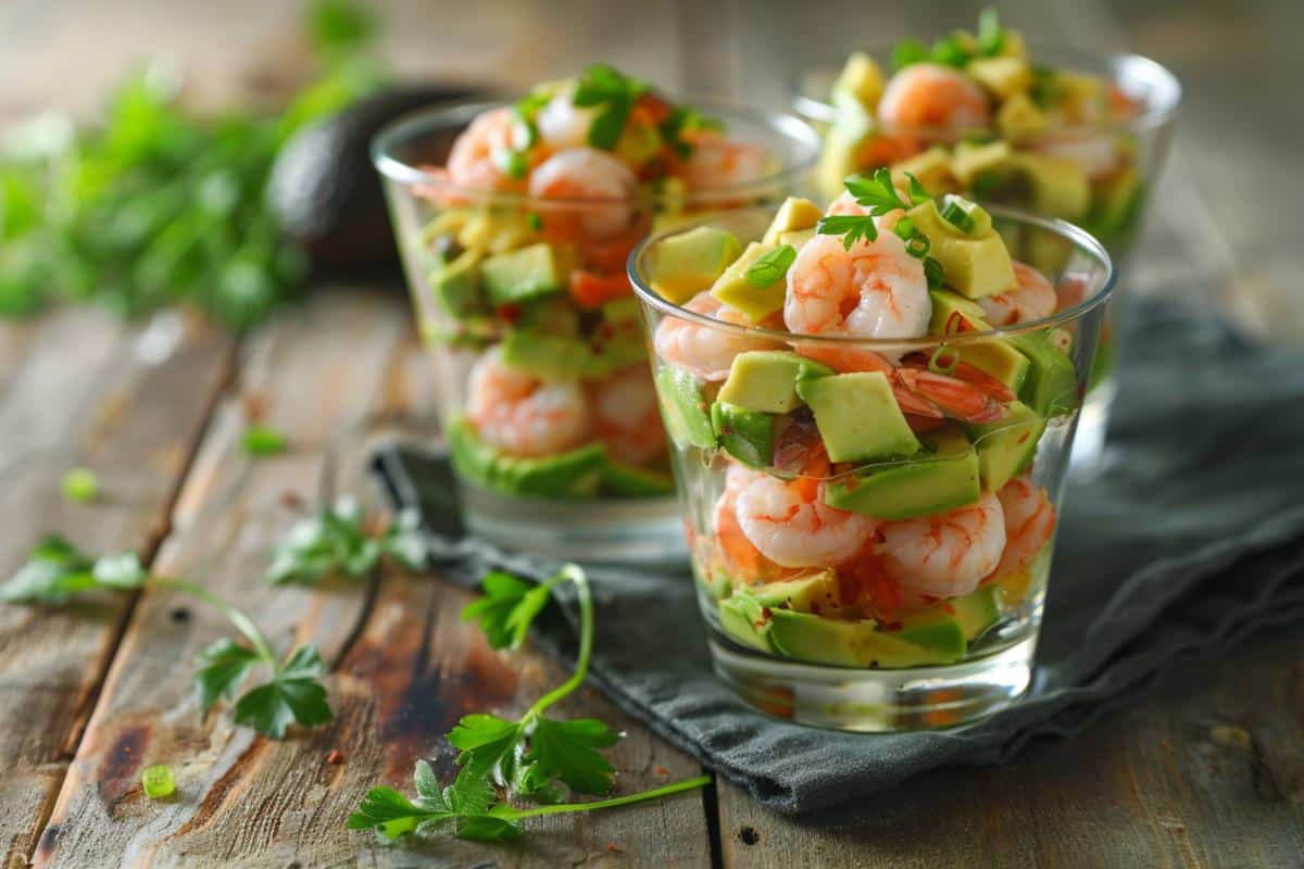 verrines avocats crevettes