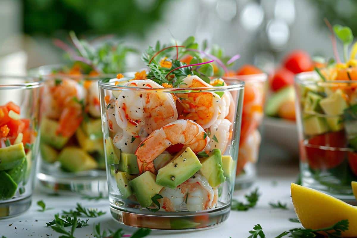 verrines crevettes avocats