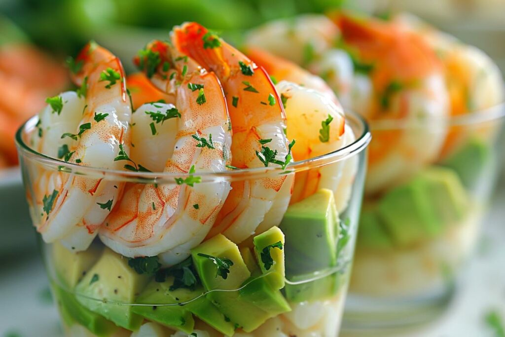 verrines avocat et crevettes