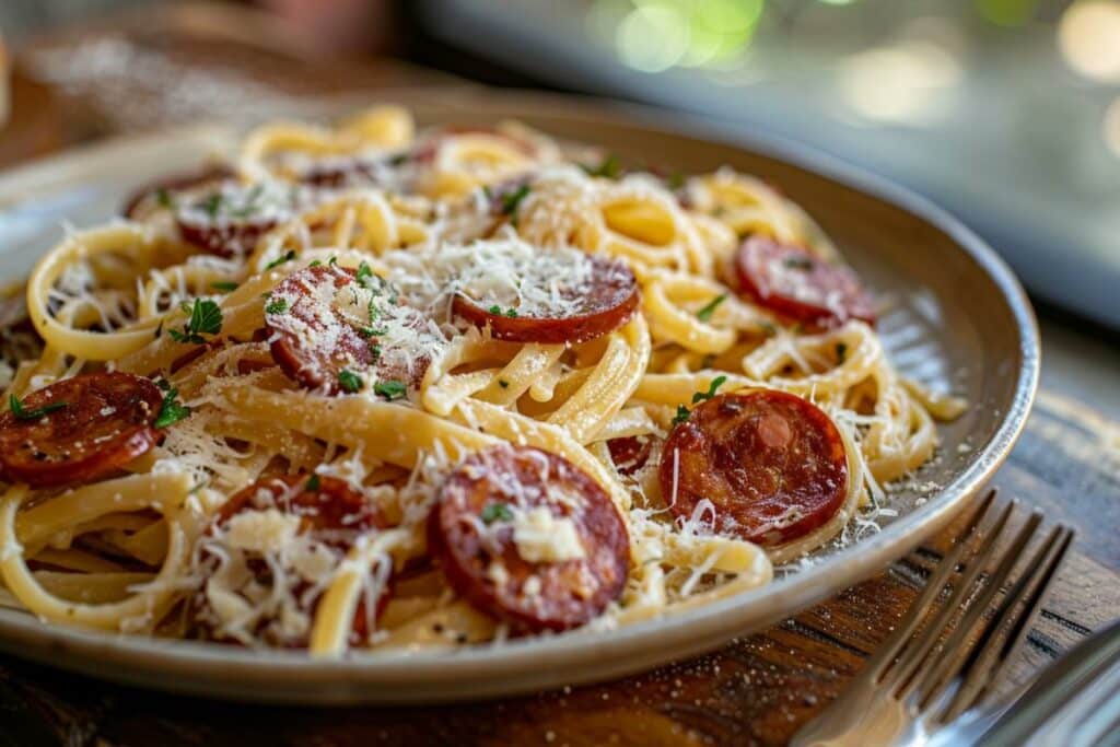 pâtes au chorizo