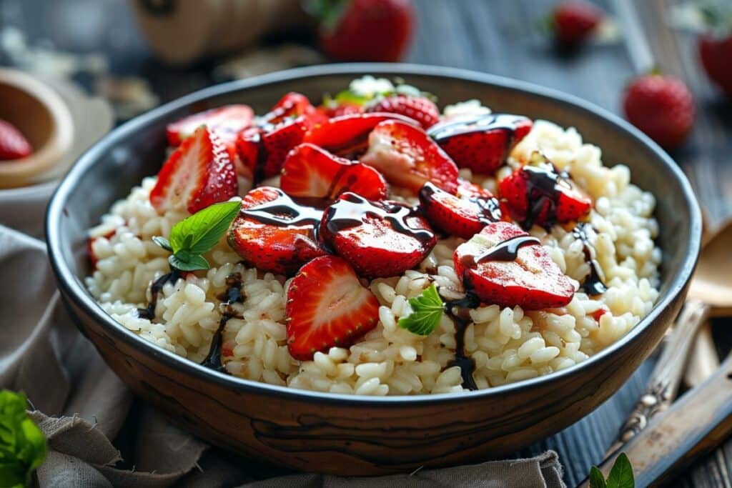 Risotto fraise-balsamique : l'équilibre parfait sucré-salé en recette