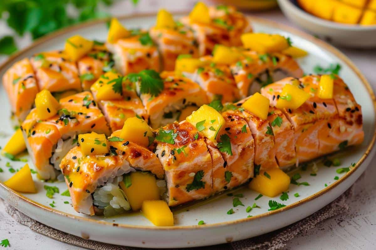 Roulés de saumon à la mangue : recette exotique à la coriandre pour éveiller les papilles