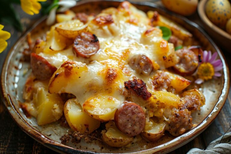 Recette de brunch de Pâques : gratin de pommes de terre et saucisse facile