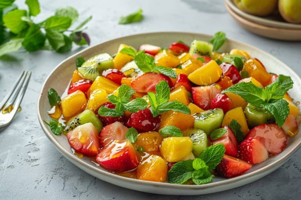 Recette brunch de Pâques : salade de fruits au miel et menthe, fraîcheur garantie