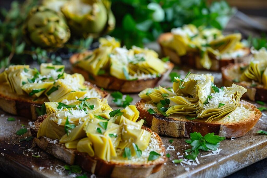 Recette pour Pâques : Crostinis artichaut et Parmesan, l'amuse-bouche parfait