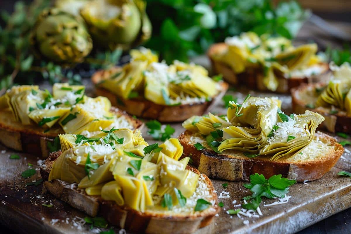 Recette pour Pâques : Crostinis artichaut et Parmesan, l'amuse-bouche parfait