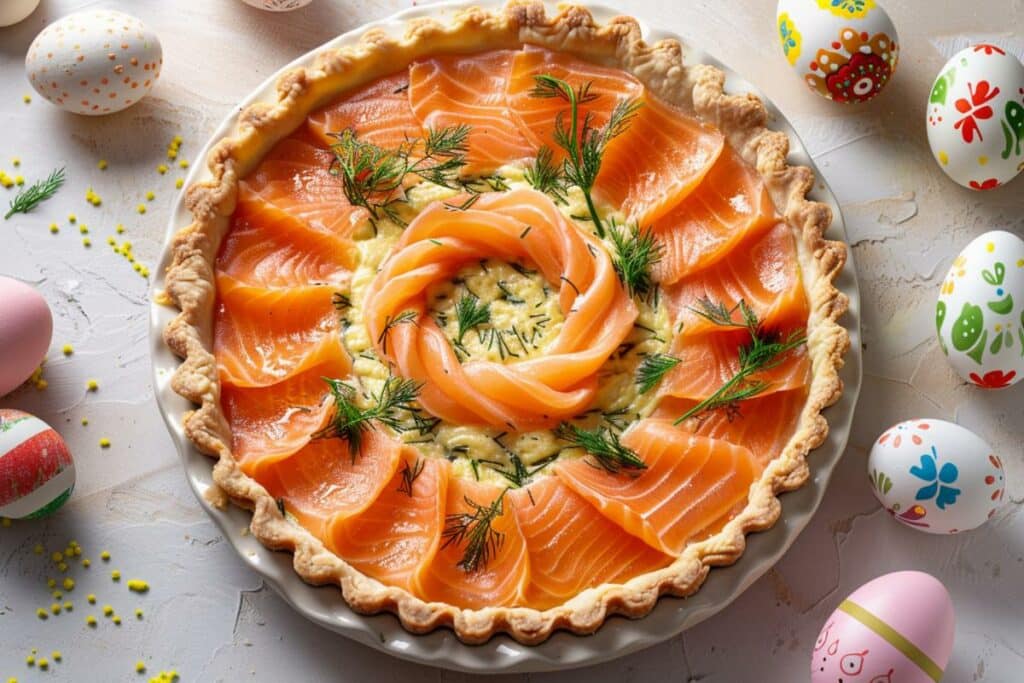 Recette festive : Tarte de Pâques au Saumon Fumé et Aneth, facile et délicieuse