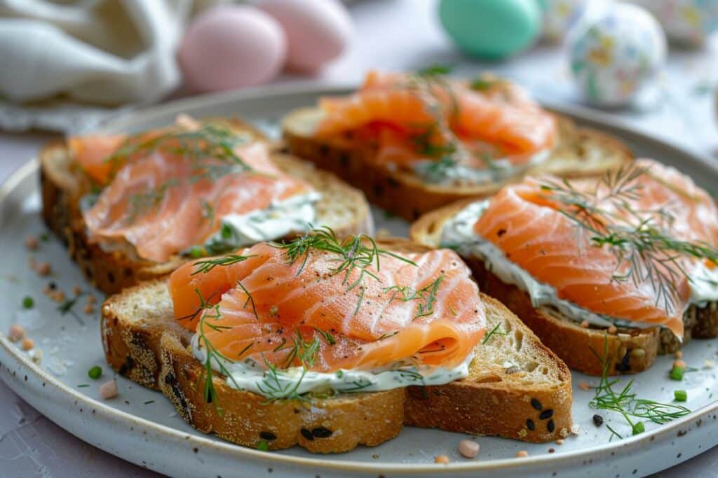 Recette apéro Pâques facile : Toasts au Saumon Fumé et Crème d'Aneth