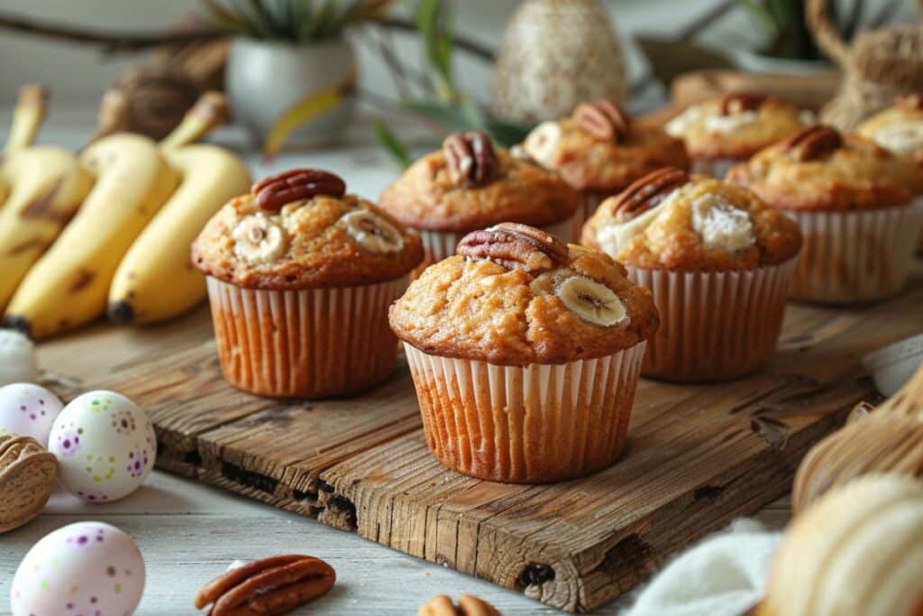 Recette de brunch de Pâques : muffins banane et noix de pécan faciles