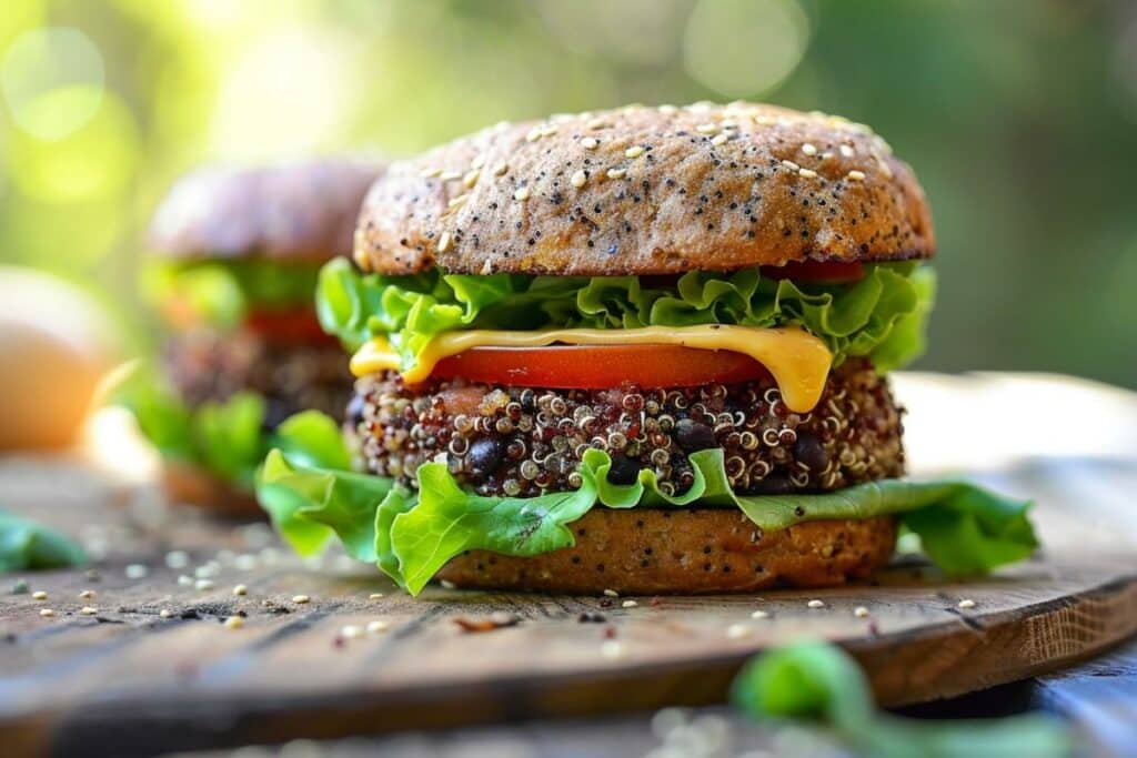 Burger végétalien quinoa et haricots noirs : alternative gourmande sans viande