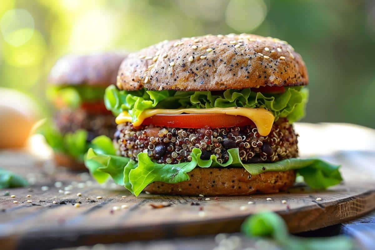 Burger végétalien quinoa et haricots noirs : alternative gourmande sans viande