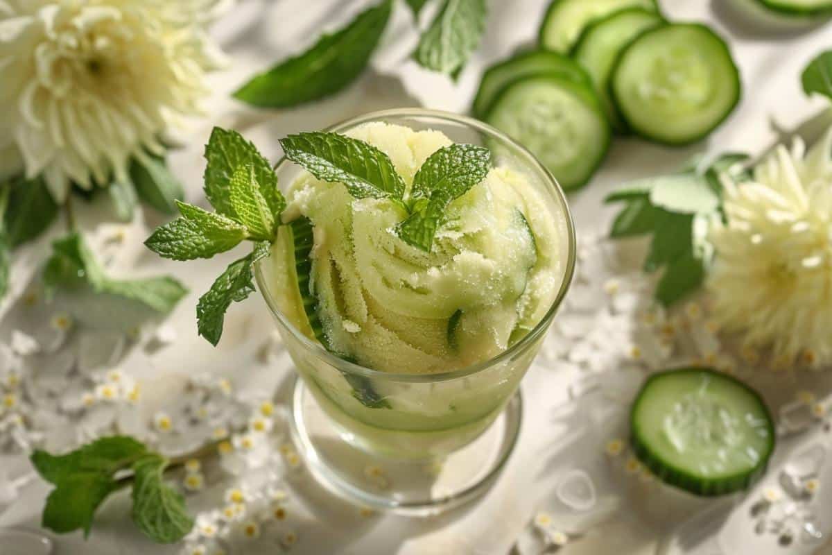 Recette sorbet concombre-menthe : découvrez une fraîcheur glacée unique