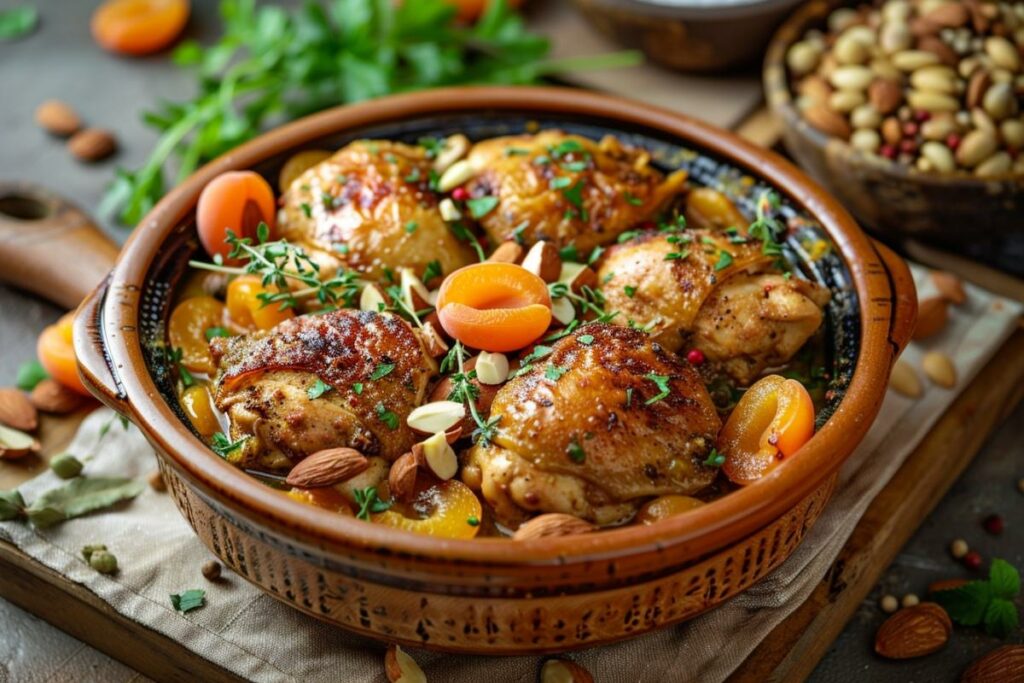 Tajine poulet abricots et amandes : recette marocaine authentique