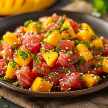 Découverte culinaire : Tartare de thon, mangue et sésame, un festival de saveurs.