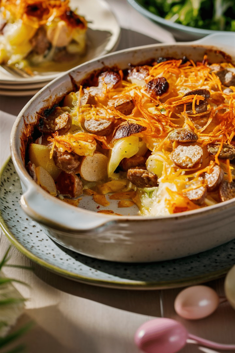 Plat de gratin de pommes de terre au four.