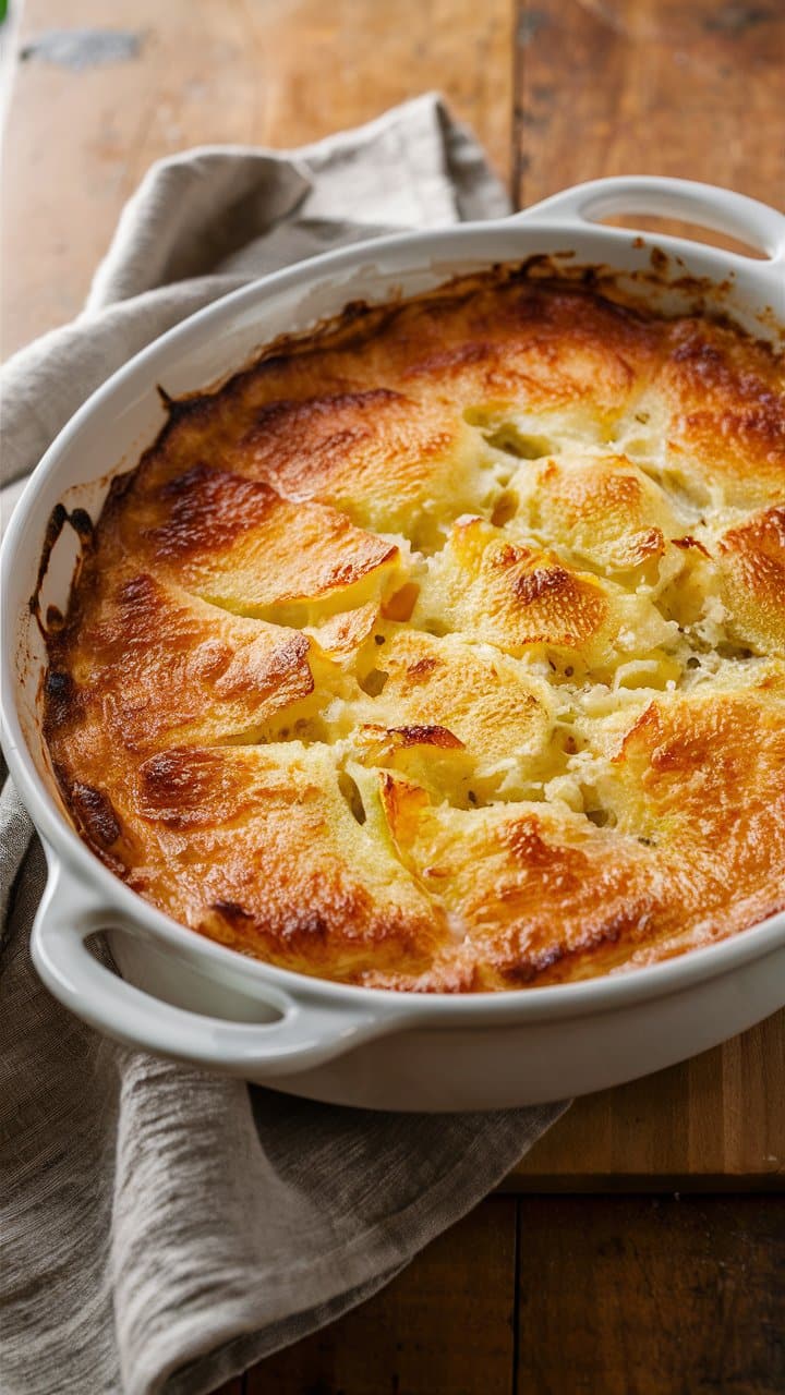 Gratin de pommes de terre doré au four.