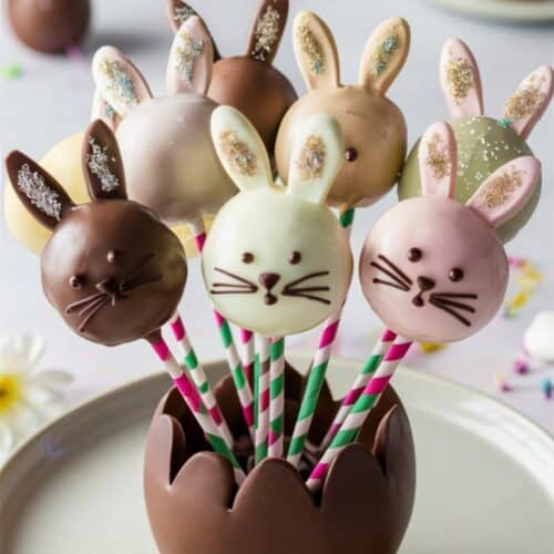 Sucettes lapin chocolat dans coquille.