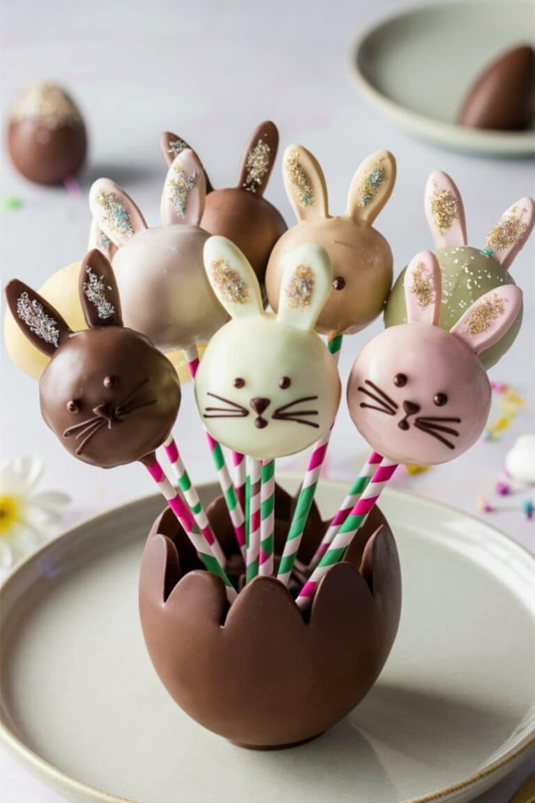 Sucettes lapin chocolat dans coquille.