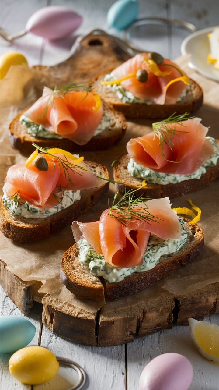 Toast avec saumon fumé et crème herbes