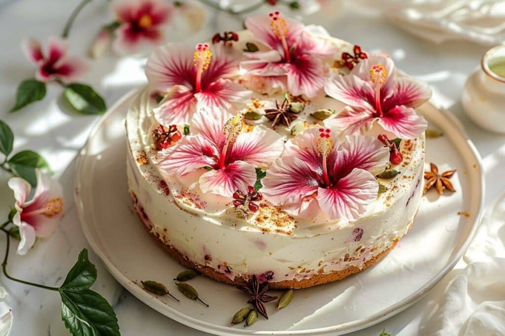 Gâteau hibiscus et cardamome : une recette exotique au cœur des saveurs florales