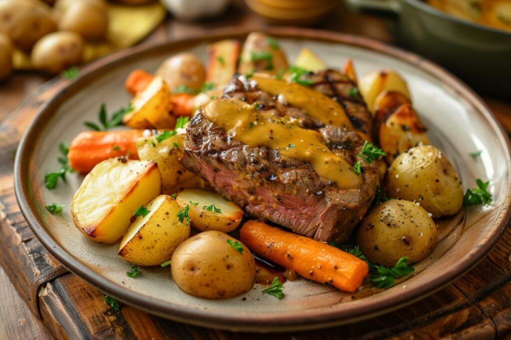 Recette Cookeo : Filet mignon à la moutarde, pommes de terre et carottes