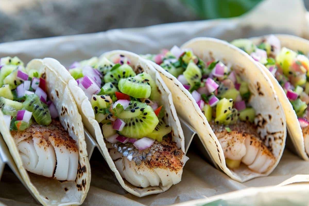 Découvrez les tacos au poisson avec salsa de kiwi : saveur mexicaine surprenante