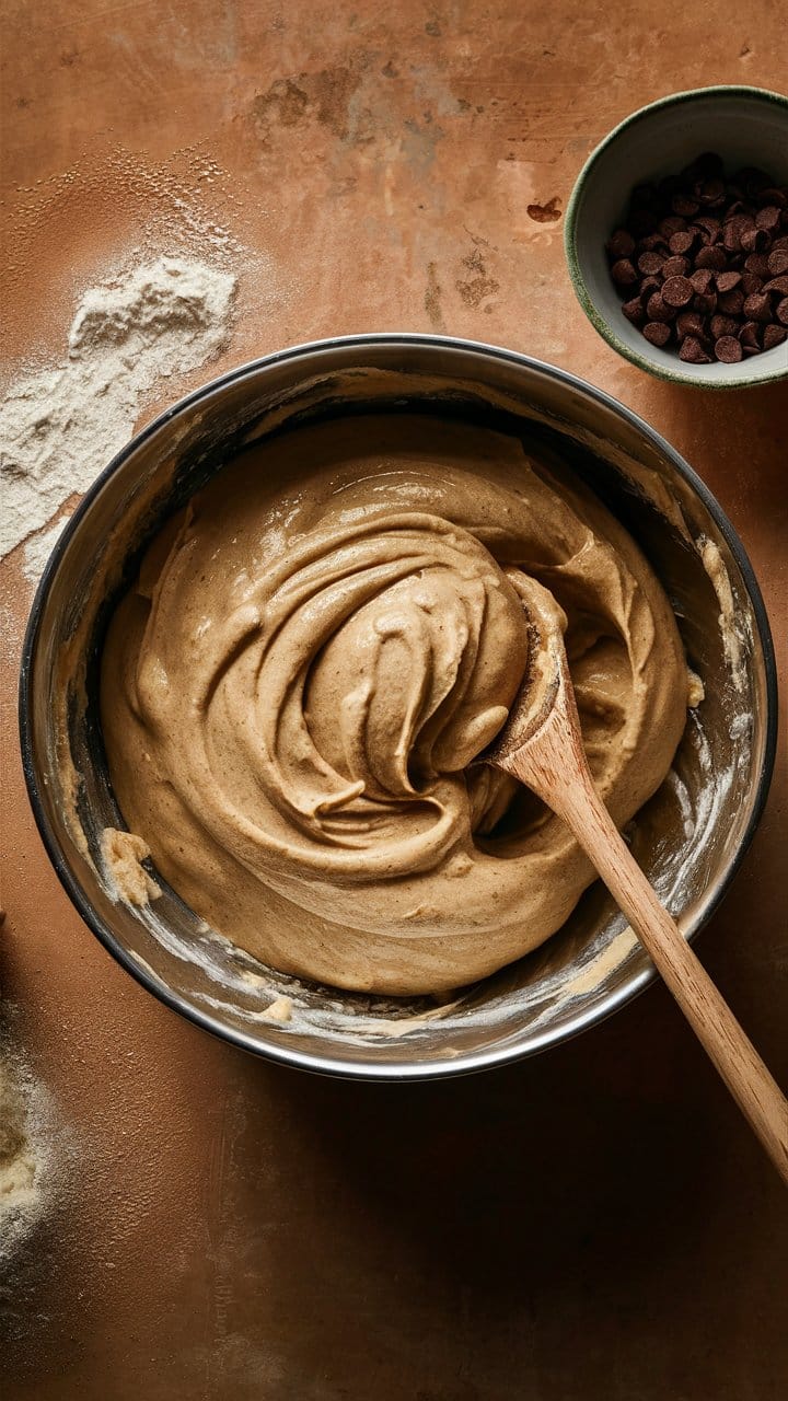 Pâte à biscuits dans un bol avec cuillère.