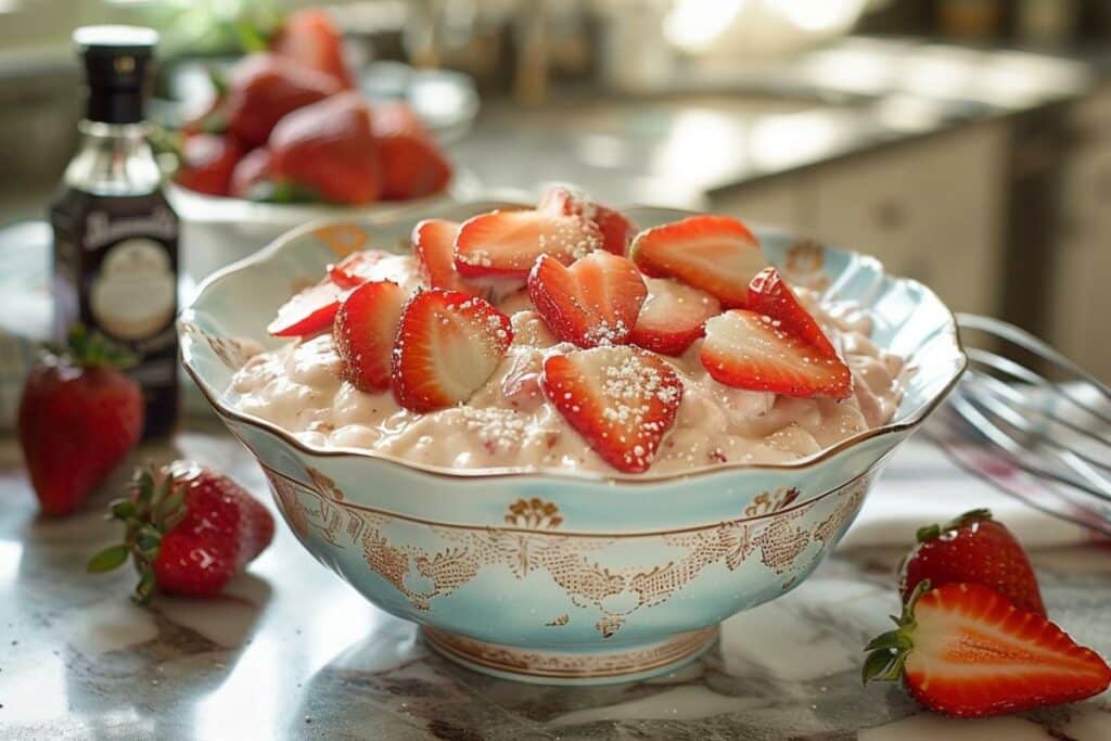 Recette facile de crème anglaise aux fraises : dessert parfumé et délicieux