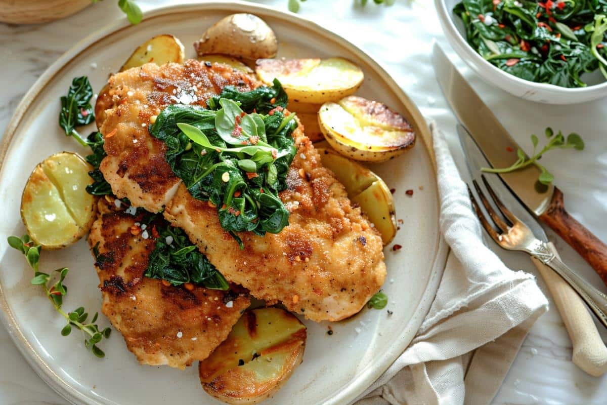 Escalopes de poulet aux épinards : recette croustillante irrésistible