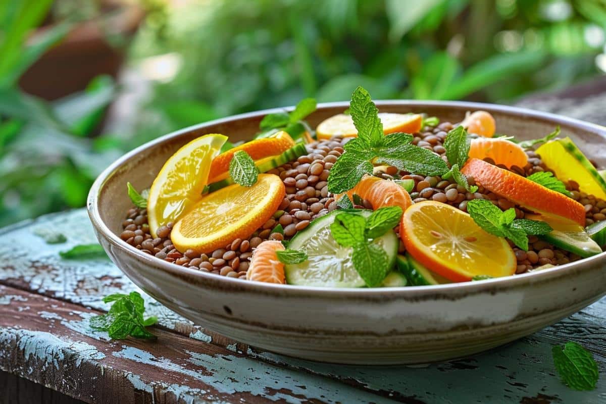 Salade de lentilles, agrumes et menthe : le parfait équilibre saveur et santé