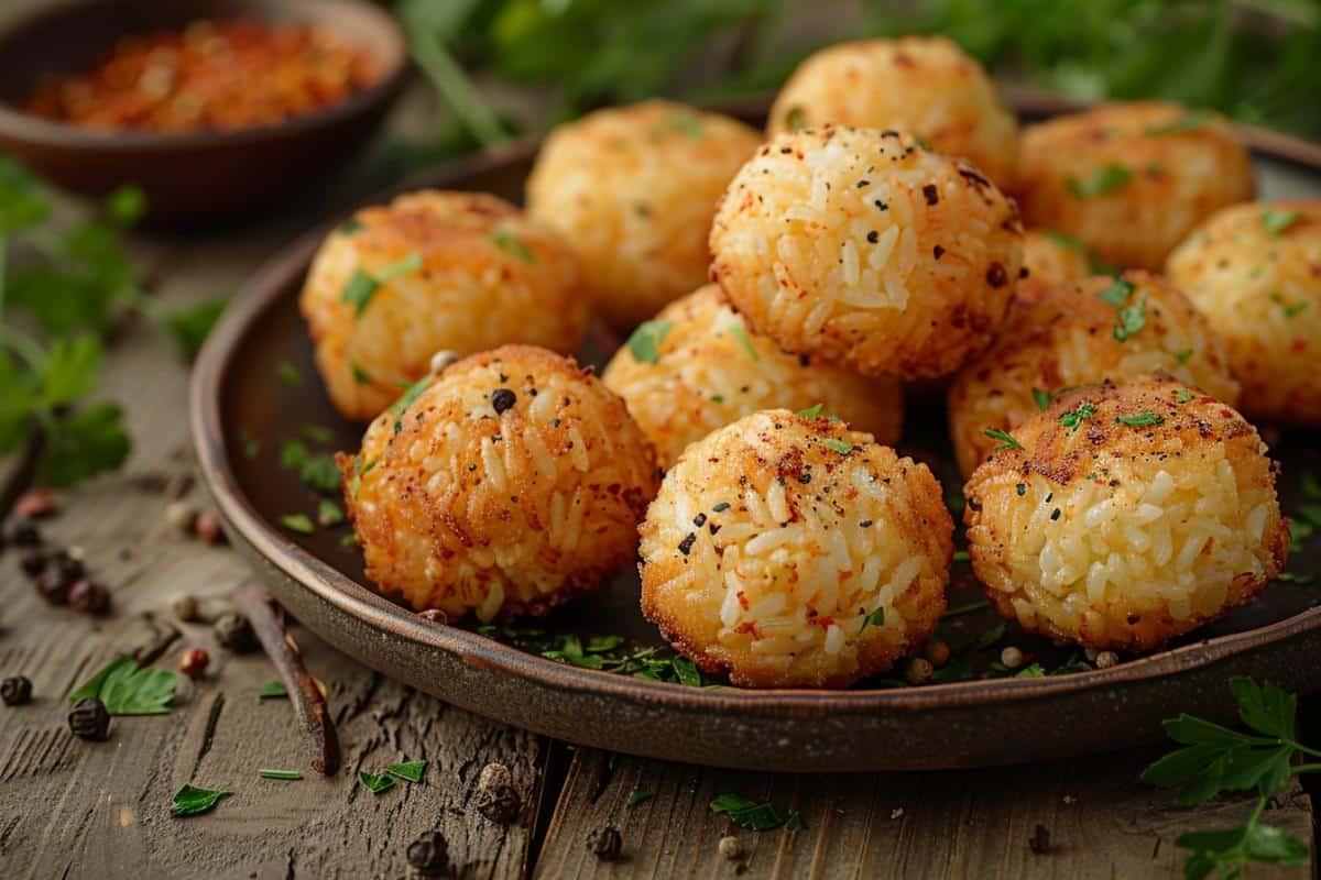 Croquettes de riz au fromage et poivre : un snack crémeux et savoureux