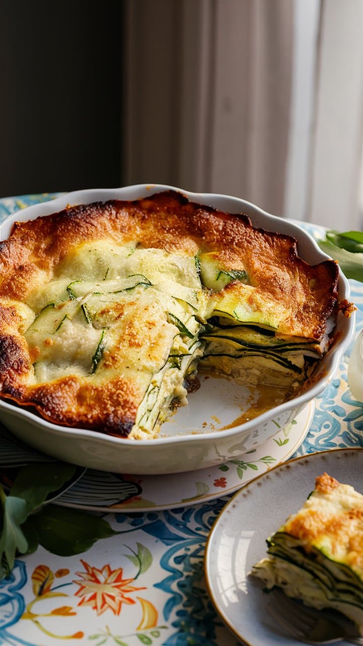 Gratin de légumes dans un plat rond.