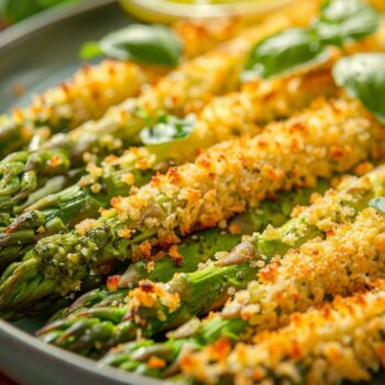 Recette airfryer : asperges panées croustillantes avec trempette crémeuse au pesto