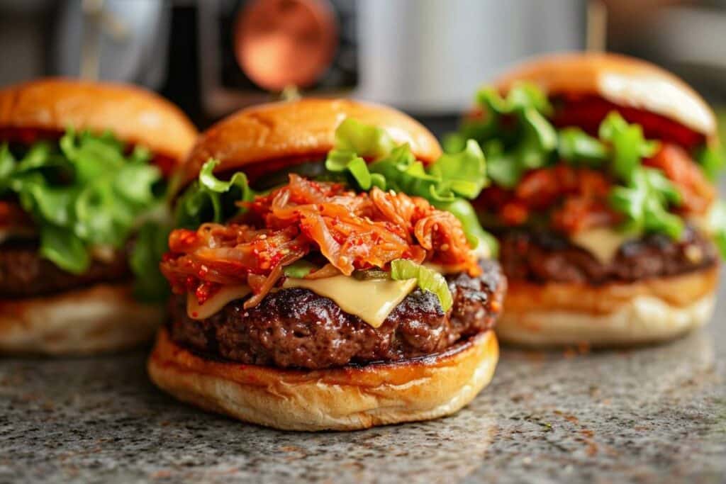 Recette airfryer burgers au kimchi : savourez des burgers croustillants et délicieux en quelques minutes