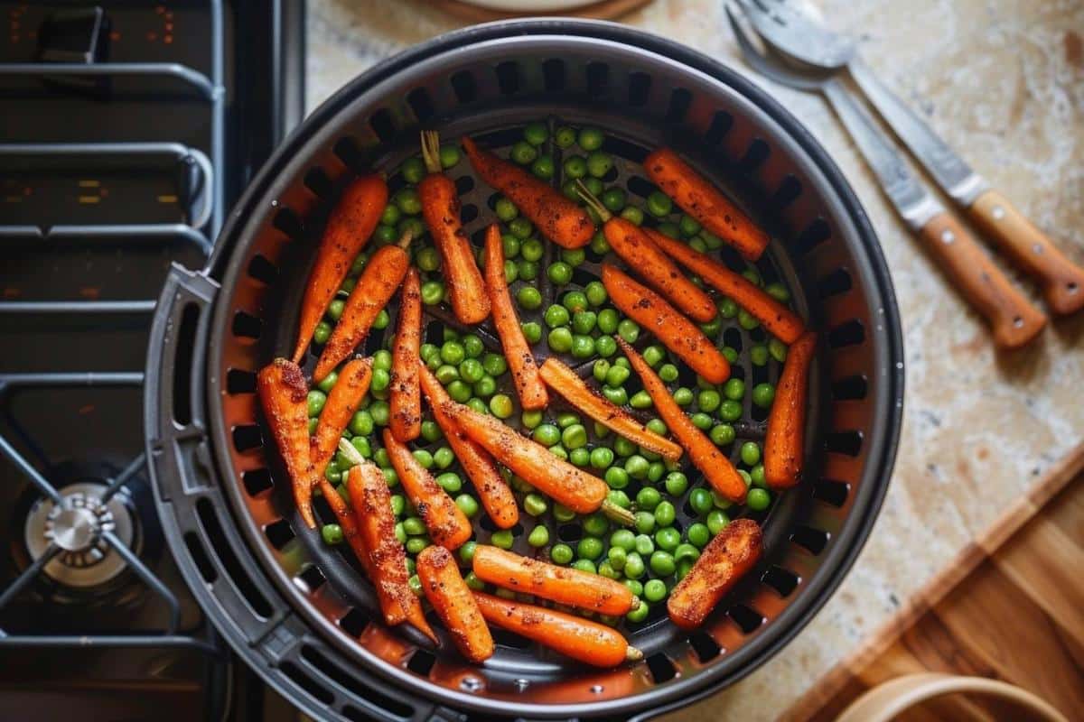 Recette airfryer : carottes et petits pois rôtis savoureux en quelques minutes