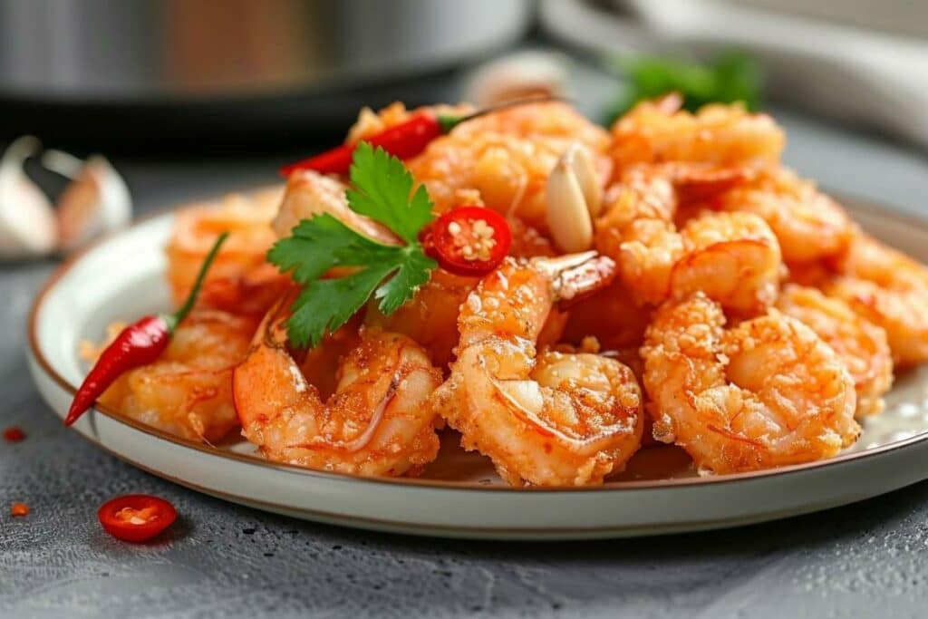 Recette airfryer pil pil : crevettes croustillantes à l'ail et au piment, prêtes en 20 minutes