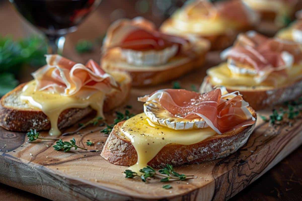 Apéro gourmand : recette de crostini au brie chaud et prosciutto