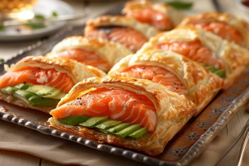 Recette de feuilletés au saumon et avocat : un apéro luxueux facile