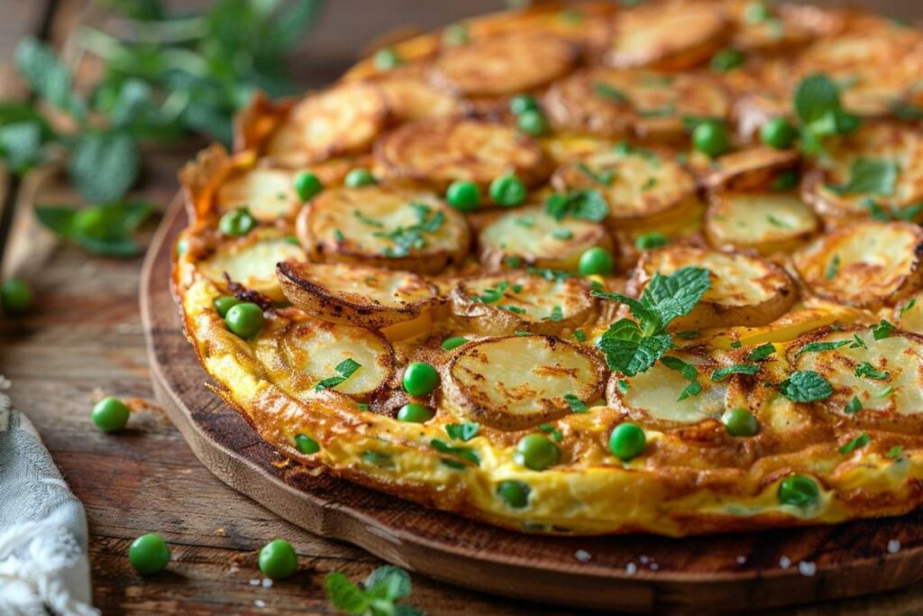 Recette airfryer frittata aux pommes de terre, menthe et pois : saveurs fraîches et faciles