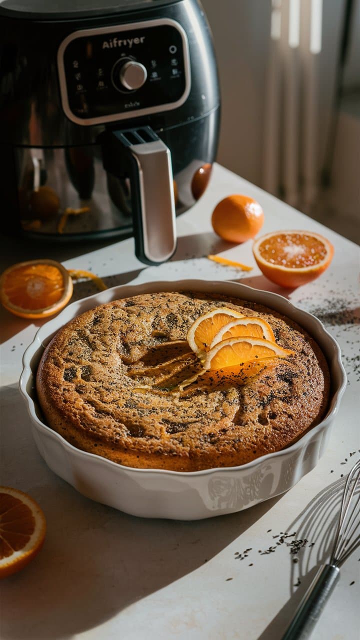 Gâteau à l'orange et graines de pavot.