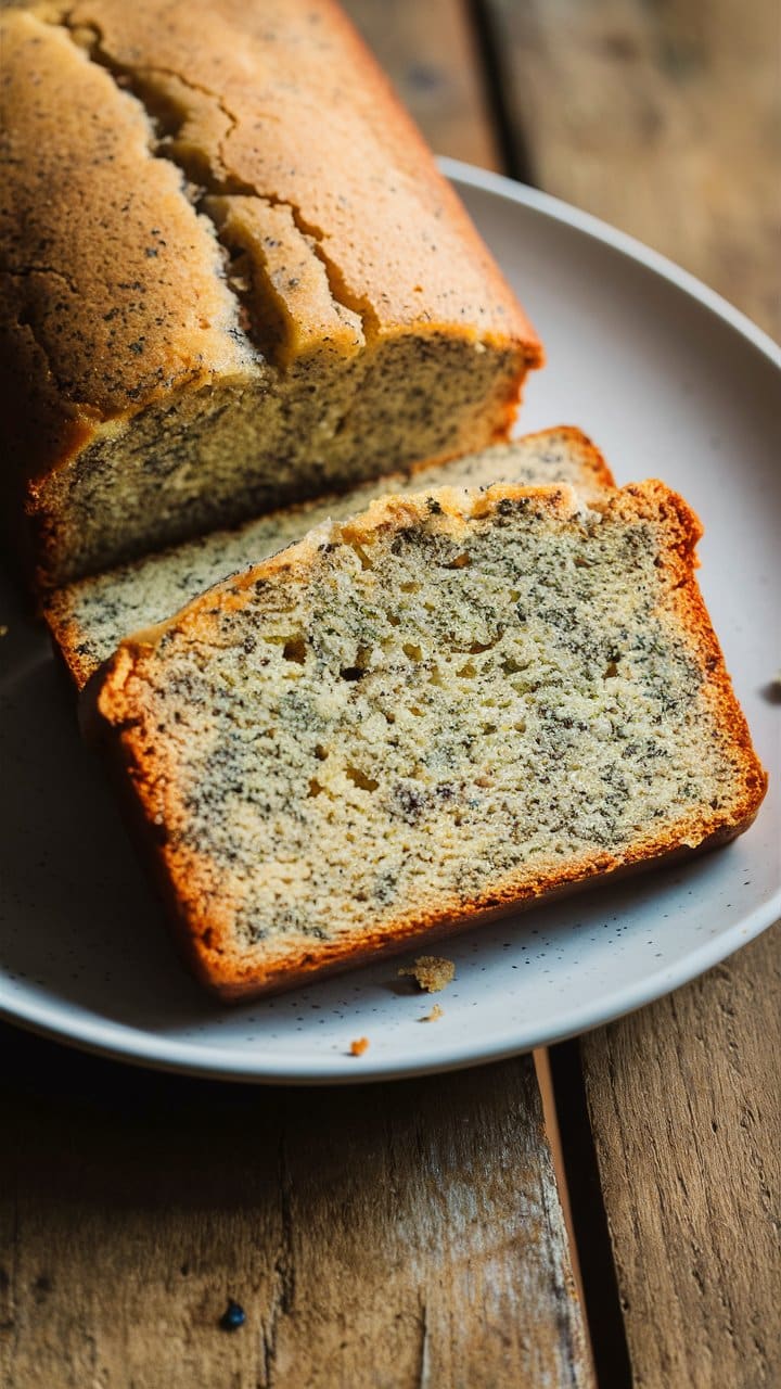 Gâteau marbré tranché sur une assiette.