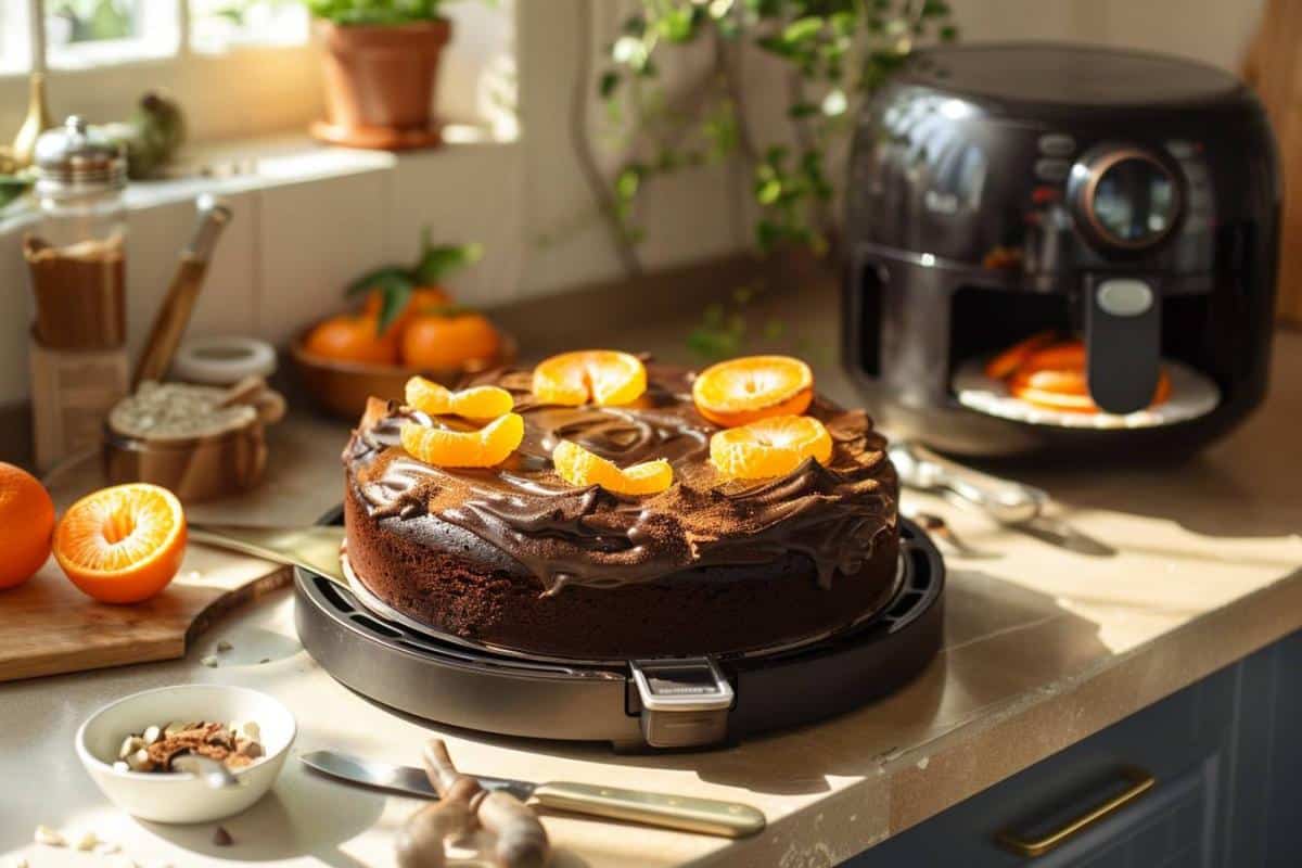 Recette airfryer gâteau sans farine au chocolat épicé maya et à la mandarine pour un délice exotique