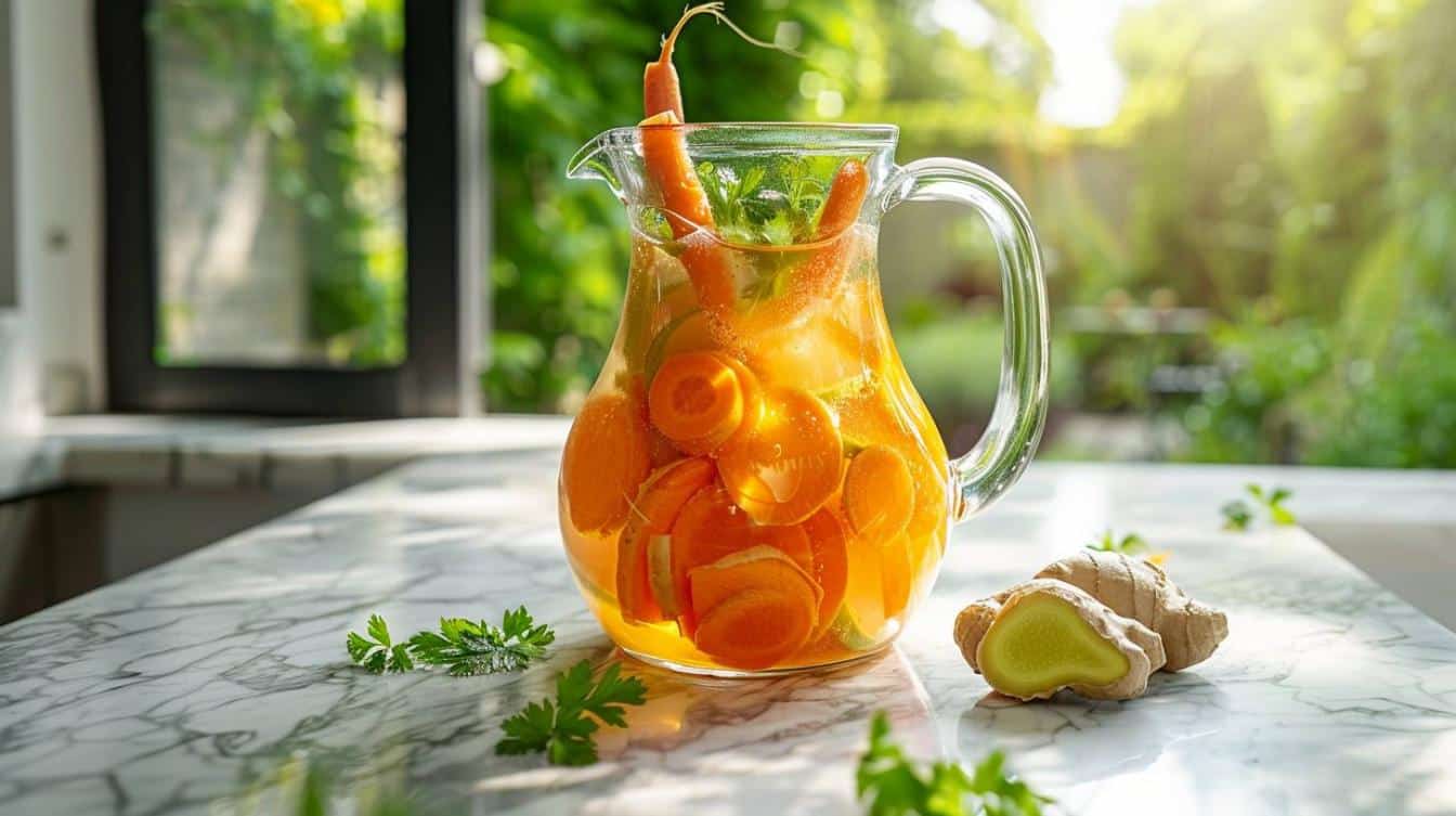 Infusion Froide Carotte et Gingembre – Riche en nutriments et excellente pour booster l’immunité.